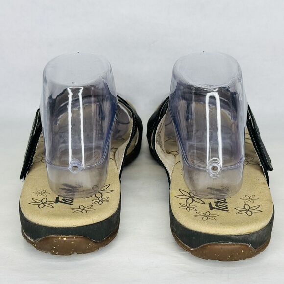 Tara M Emily Womens Sandals Shoes Size 10 Black Leather Adjustable Strap Slip On - Picture 8 of 11